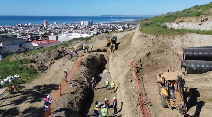 Construction on the San Antonio de los Buenos wastewater treatment plant.