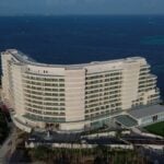 An aerial shot of the St. Regis Costa Mujeres resort