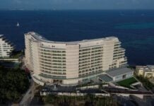 An aerial shot of the St. Regis Costa Mujeres resort