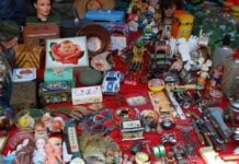 Collectible antiques at the La Lagunilla market in Mexico City's Tepito neighborhood