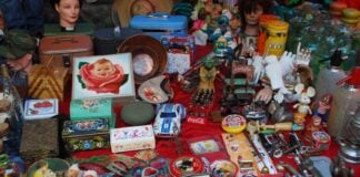 Collectible antiques at the La Lagunilla market in Mexico City's Tepito neighborhood