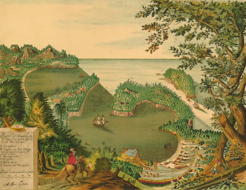Illustration of Acapulco circa 1628