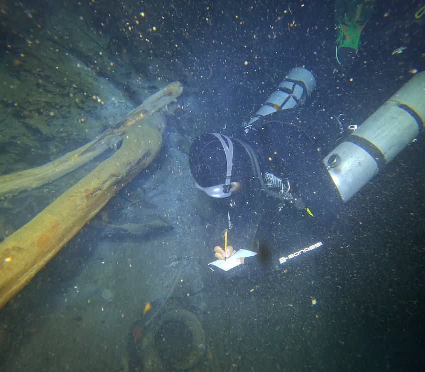 Underwater archaeologist in a cenote