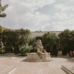 Instituto Allende courtyard decorated for a wedding in San Miguel de Allende