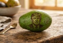 Trump laser etched avocado