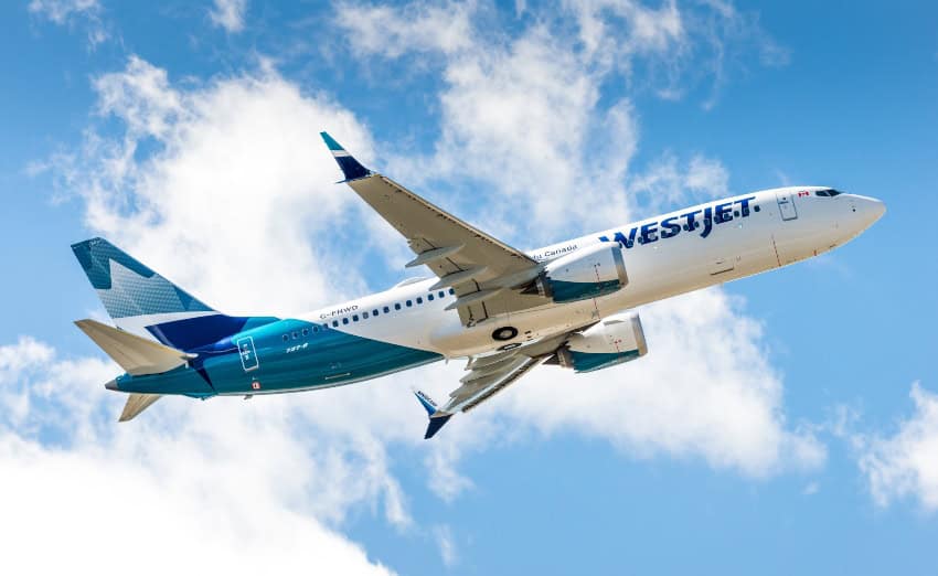 WestJet airliner during takeoff