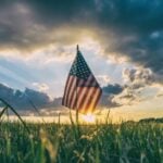 American flag waving in the breeze