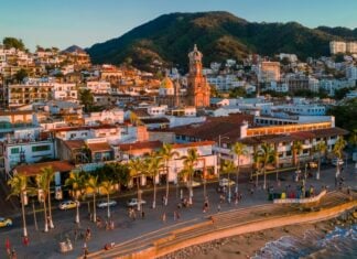 Puerto Vallarta downtown skyline with Parroquia de Nuestra Señora de Guadalupe visible