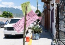 Sign for mezcal tasting in Oaxaca