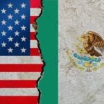 Merging of flags for Mexico and the U.S.