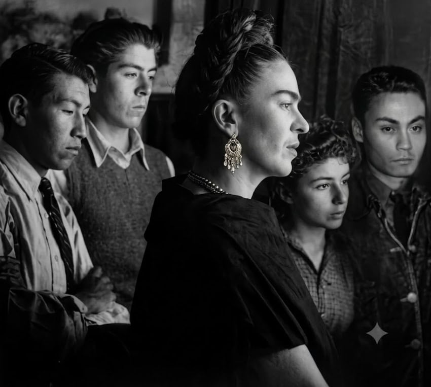Frida Kahlo with "Los Fridos"