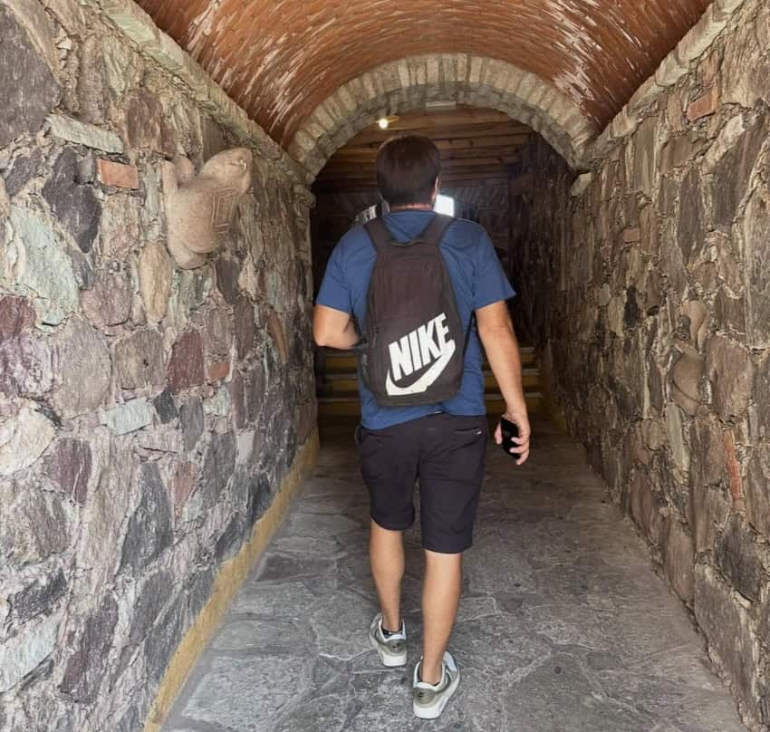 Guanajuato man walking through underground tunnel