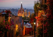 San Miguel de Allende, view of the cathedral from a side street
