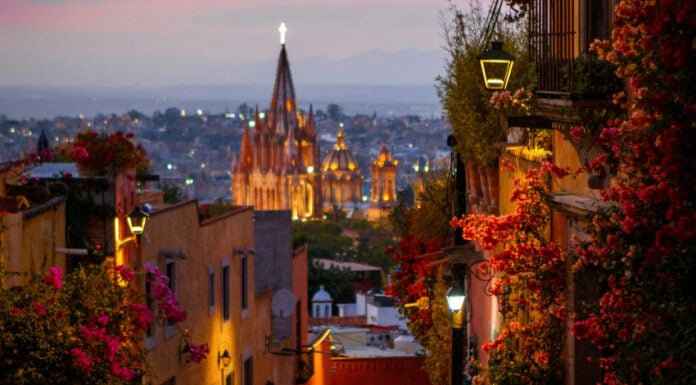 San Miguel de Allende, view of the cathedral from a side street