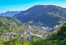 Puerto Vallarta, with the city shown nestled amid surrounding hills