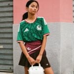 Girl modeling Team Mexico jersey from Adidas on the street