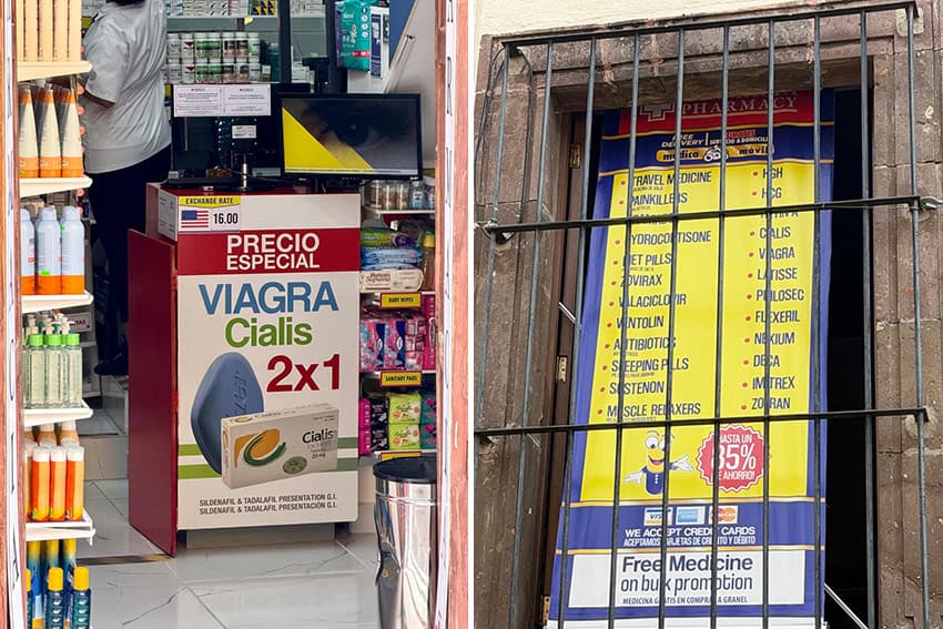 Pharmacy ads in San Miguel for cialis and other drugs