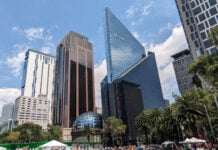The Mexican stock market building on Paseo de la Reforma in Mexico City.