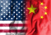 The American flag and the Chinese flag