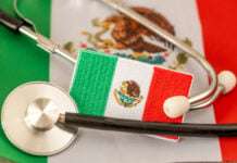 A stock image shows a stethoscope and a Mexican flag
