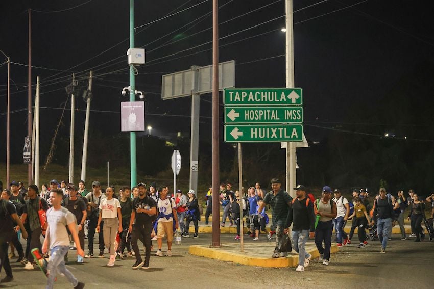 A group of migrants in the area of Tapachula, Chiapas
