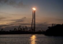 Dos Bocas Refinery at dusk