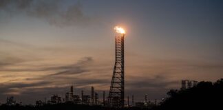 Dos Bocas Refinery at dusk