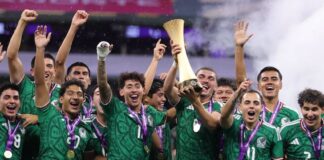 Mexico's U-20 team celebrates its victory over USA on Aug. 9, 2026