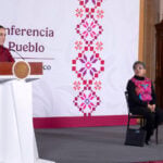 Sheinbaum at podium on Aug. 4, 2026