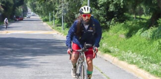 Rojano Galván biking in Mexico