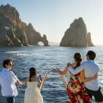 Catamaran sailing at Land's End in Cabo San Lucas