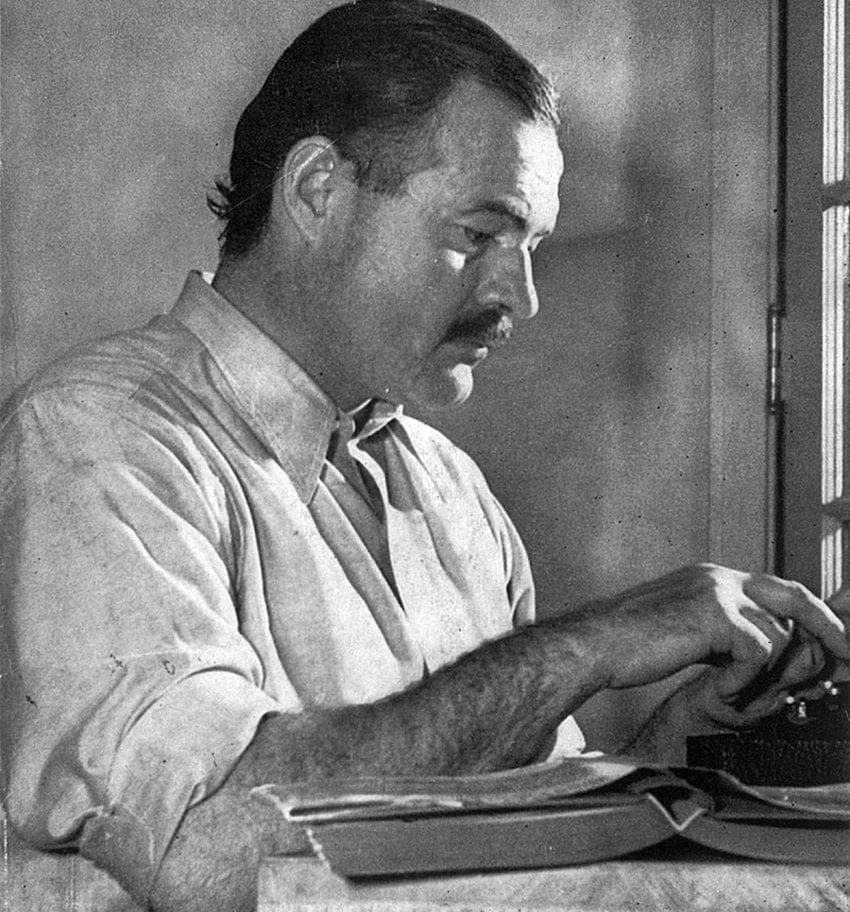 Ernest Hemingway at work