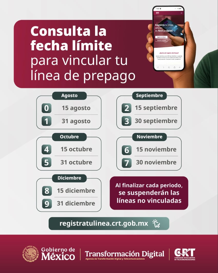 schedule of cell phone registration deadlines