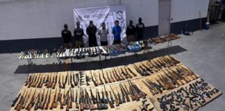 firearms bust near Sabinas Hidalgo, Nuevo León