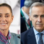 portraits of Claudia Sheinbaum and Mark Carney