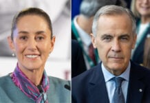portraits of Claudia Sheinbaum and Mark Carney