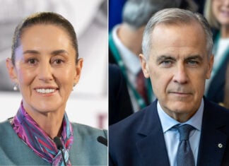 portraits of Claudia Sheinbaum and Mark Carney