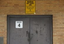 U.S. school with steel door