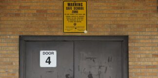 U.S. school with steel door