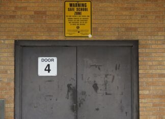 U.S. school with steel door