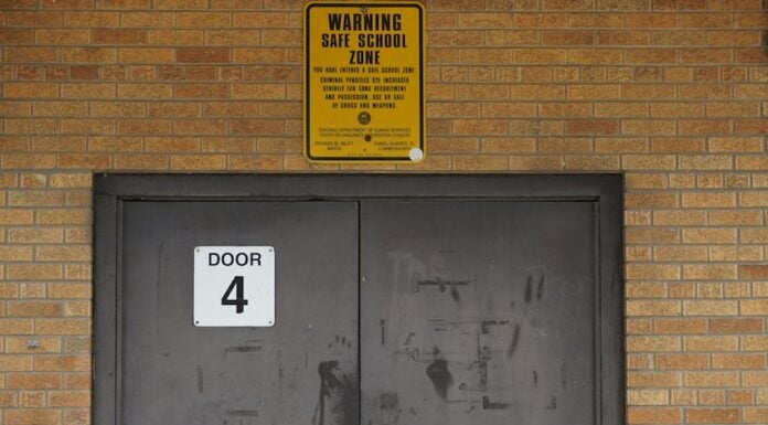 U.S. school with steel door