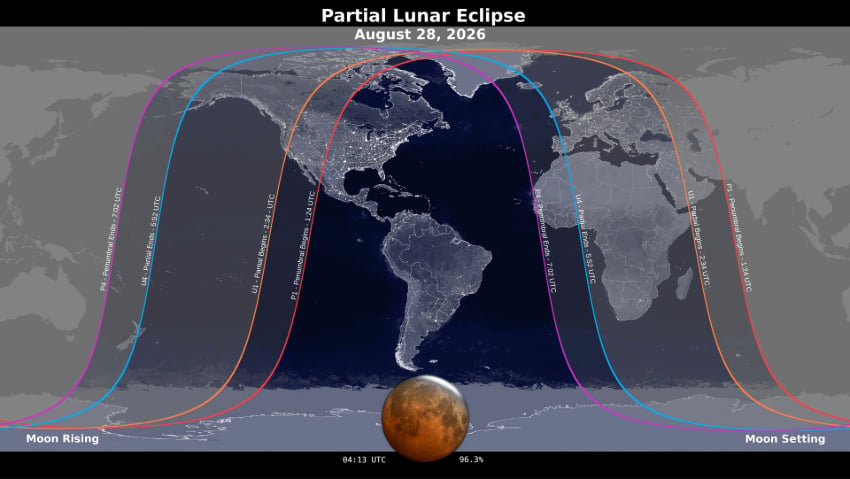 Map showing times of the August 27 lunar eclipse in Mexico