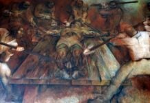 Mural of the execution of Jacinto Canek by Fernando Castro Pacheco.