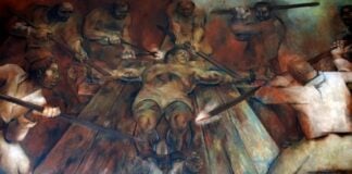 Mural of the execution of Jacinto Canek by Fernando Castro Pacheco.