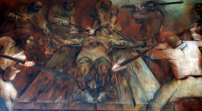Mural of the execution of Jacinto Canek by Fernando Castro Pacheco.