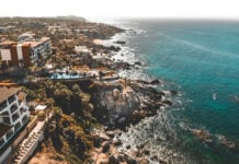 coastline of Los Cabos showing luxury villas and homes