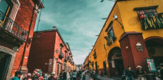 Locals and visitors mingle on the streets of San Miguel's Centro neighborhood.