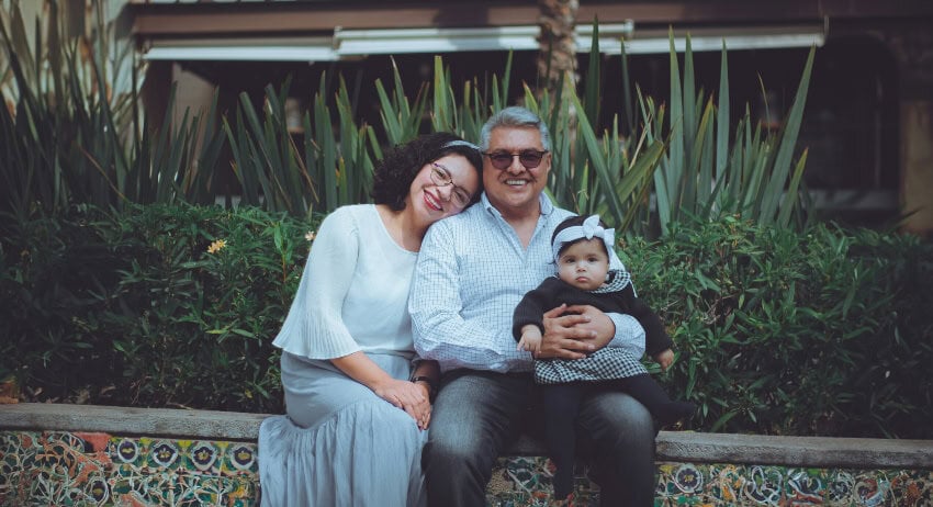 Couple visiting a grandchild