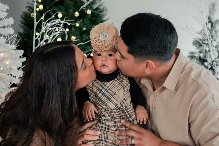 Mexican family with their child