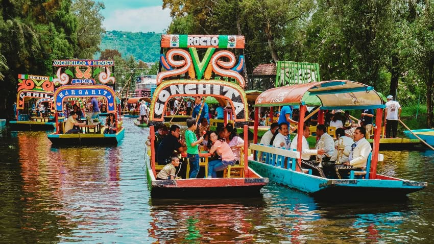Xochimilco Canal boats in Mexico City